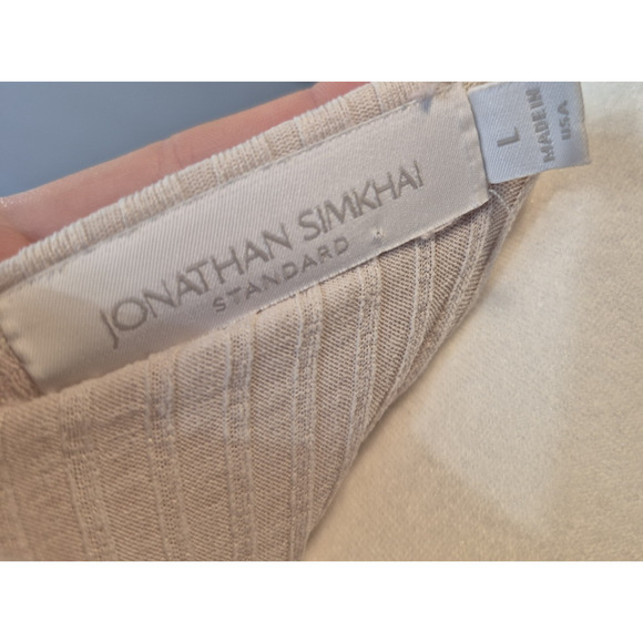 Jonathan Simakhi Standard Tobie Melange Rib Cut Out Cream Top L - Picture 7 of 7